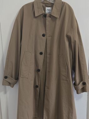 Zara Men's Tan Cotton Trench Coat